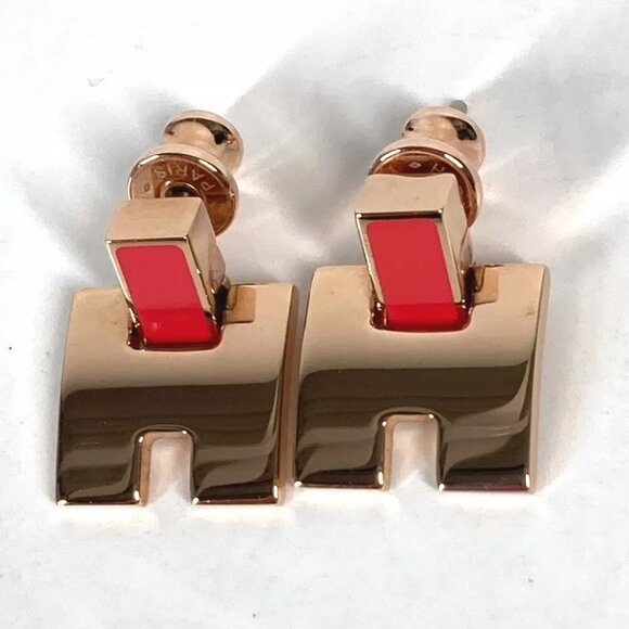 HERMES Eileen H logo accessories Pierce Metal pink/Pink Gold